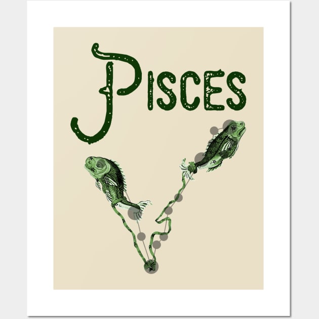 Pisces ))(( Astrological Sign Zodiac Constellation Design Wall Art by darklordpug